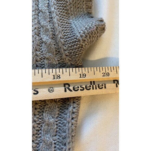 Susan Lawrence Gray Cable Knit Open Front Cardigan Sweater M Office Cozy Comfy - Picture 7 of 11